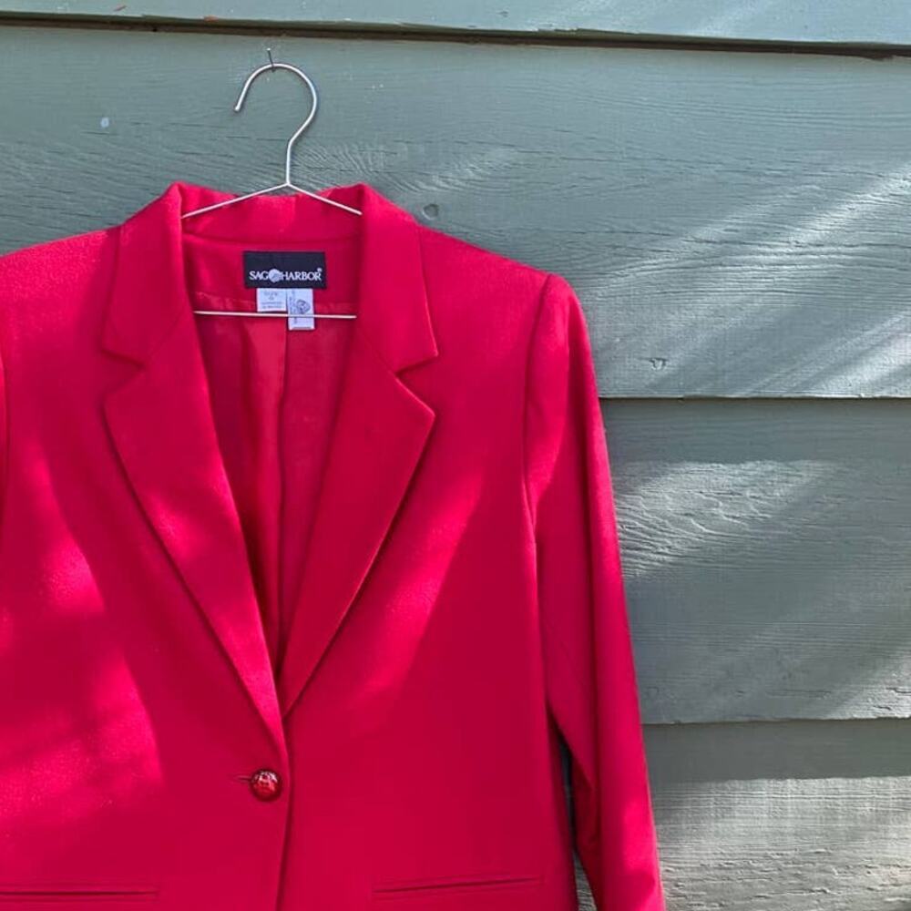 Vintage 90s Red Wool Blazer - Picture 5 of 8